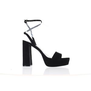 Steve Madden Womens Lessa Black Suede Ankle Strap Heels Size 9.5 Medium (B, M)